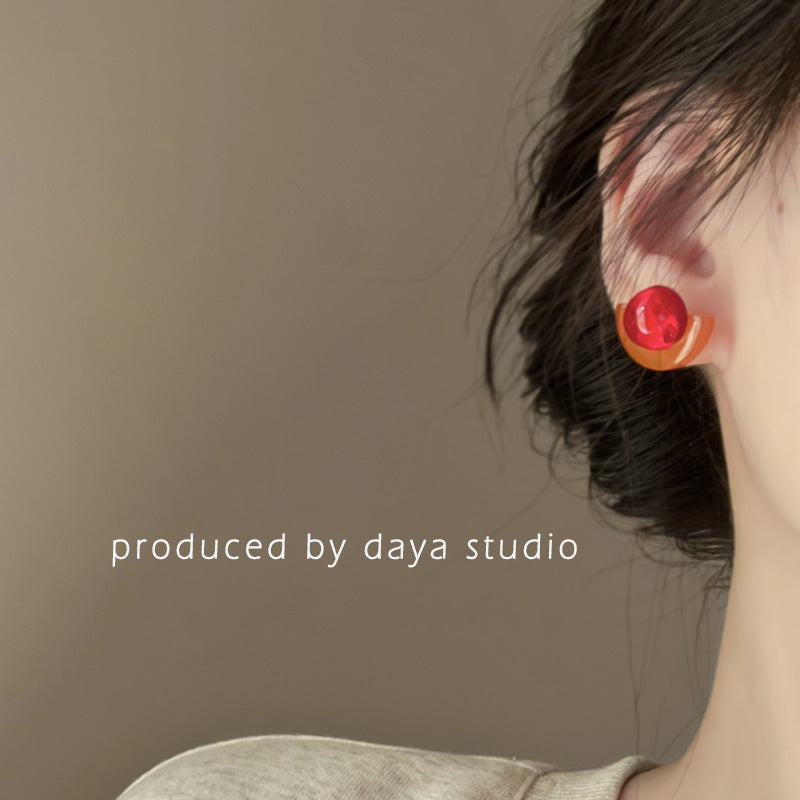 Retro Acrylic Jelly Round Contrast Fashion Earrings