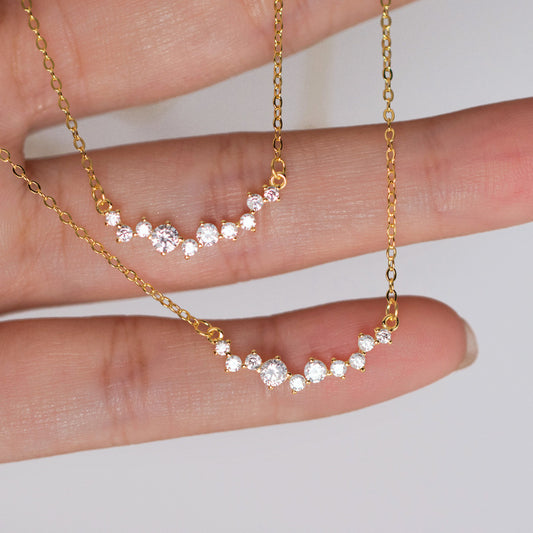 Sterling Sier Gold-plated Smile Female Inlaid Zircon Necklaces