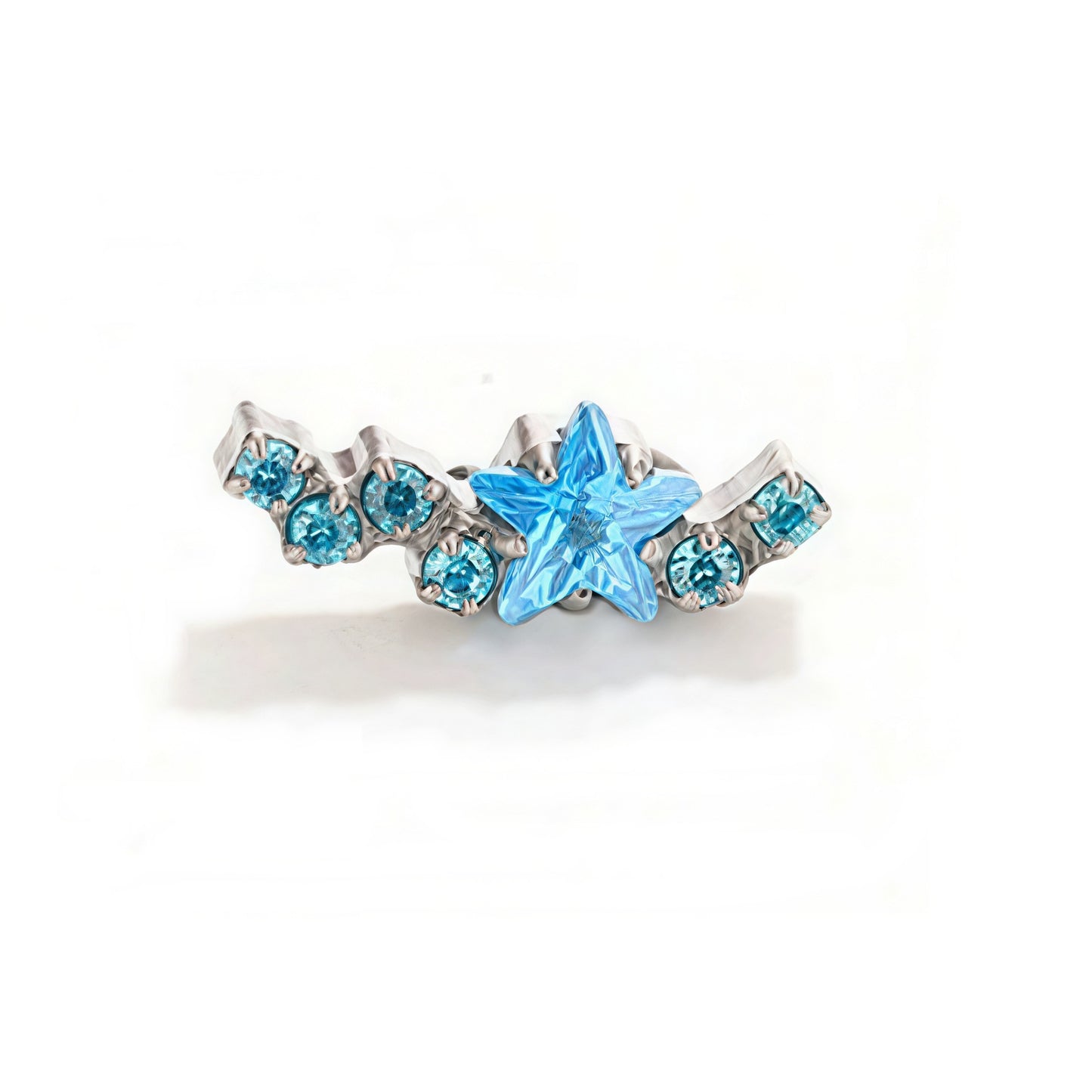 Titanium Alloy Horse Eye Star Ear Bone Multicolor Zircon Stud Earrings