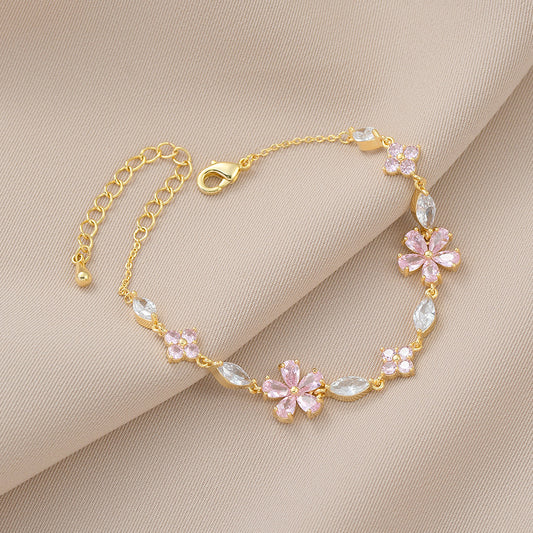 Women's Temperamental Niche Design Zircon Petal Fashion Bracelets