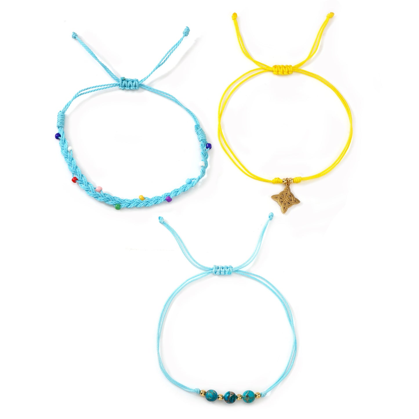 Seaside Style Wax Line Combination Turquoise Emperor Stone Beaded Hand-woven Bracelet