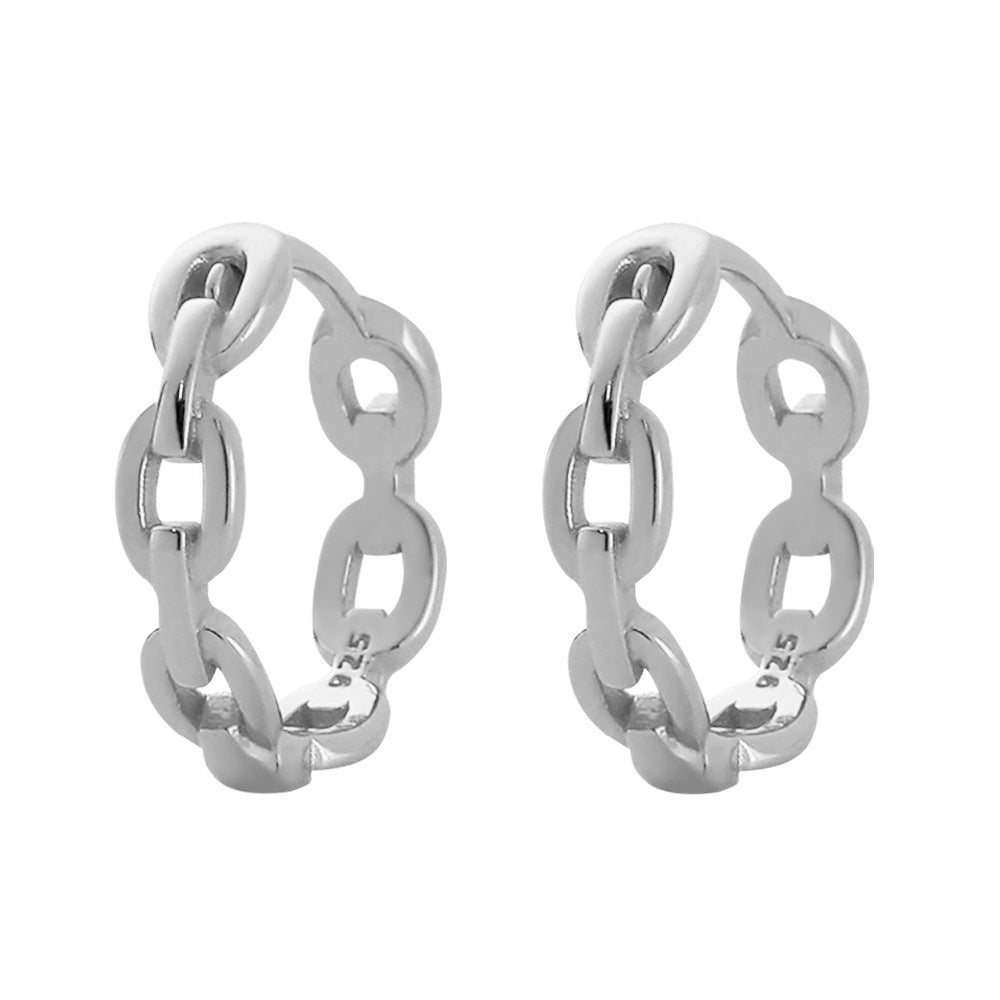 Women's Sier Style Personality Chain Geometric Earclip Earrings