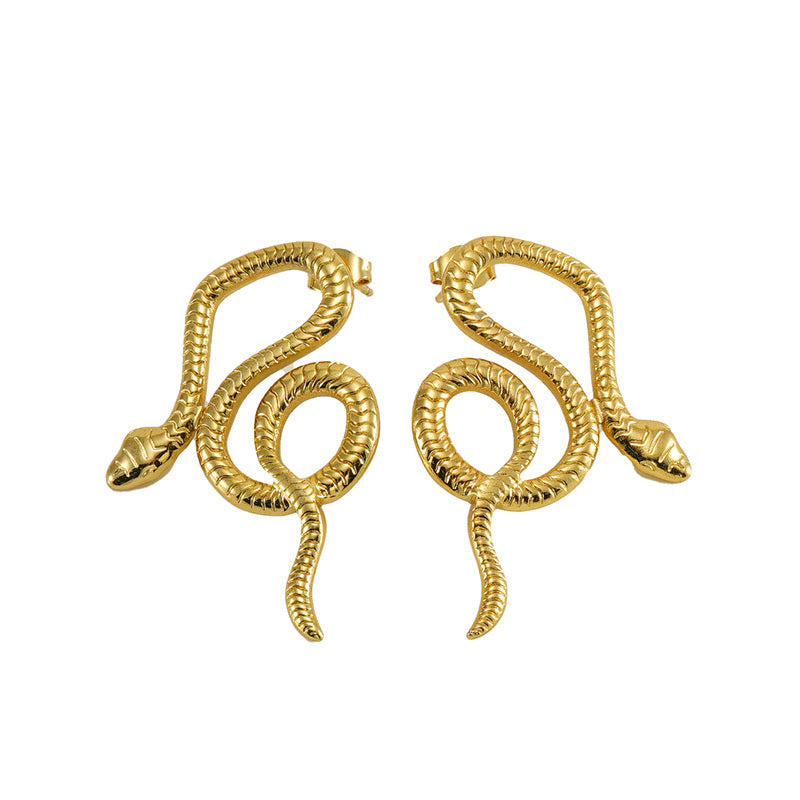 Women's Stainless Steel Snake For Exaggerated Personalized Gold Earrings