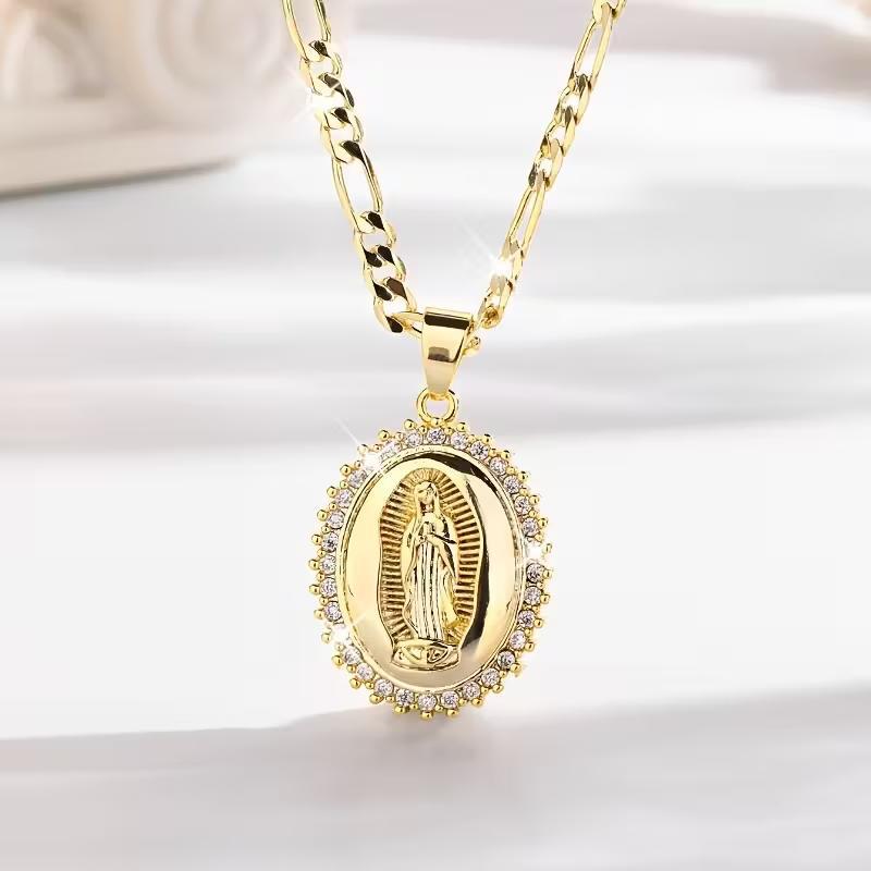 Women's Inlaid Zircon Virgin Mary Vintage Bohemian Necklace
