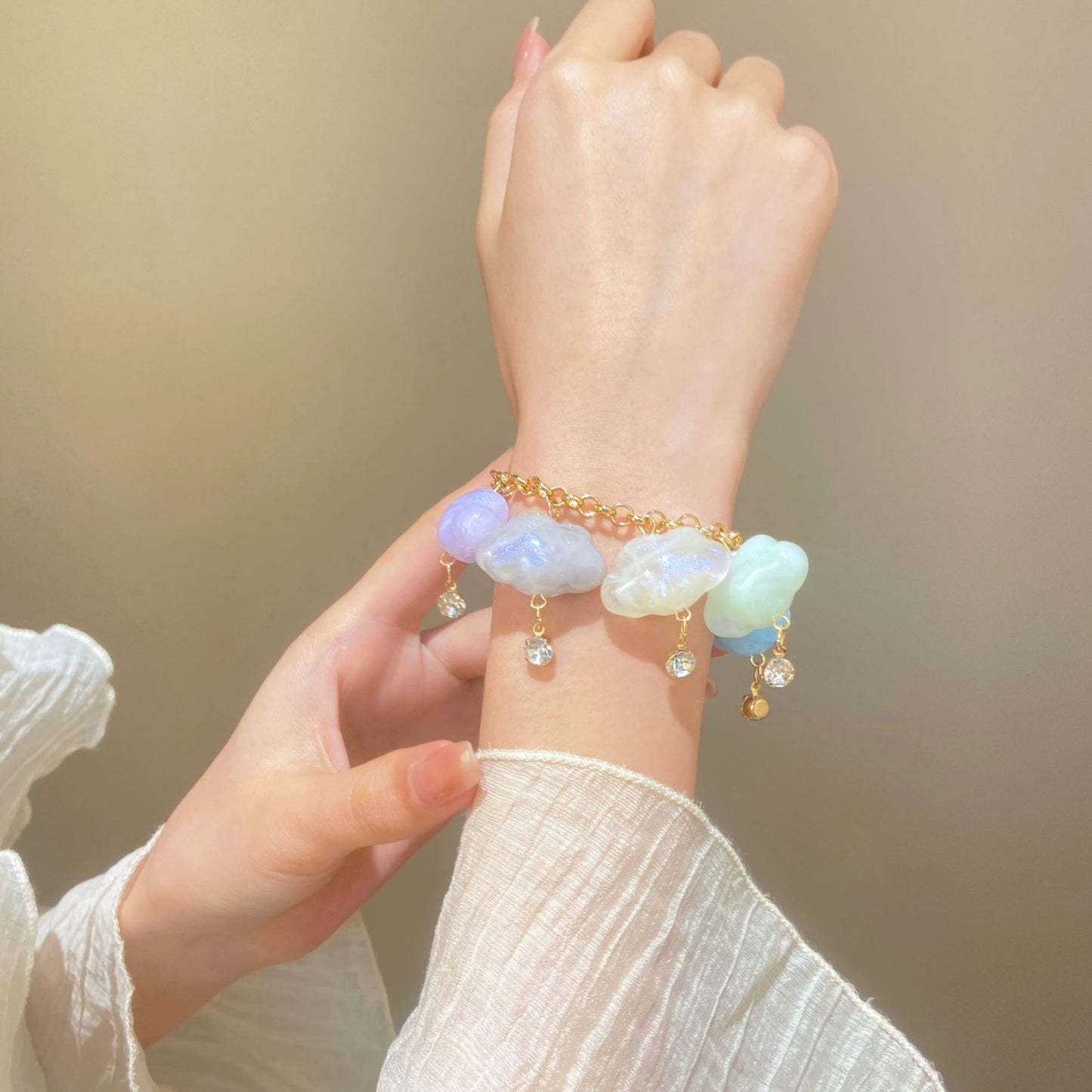 Simple Temperament Cute Cloud Raindrop Female Personality Color Rings