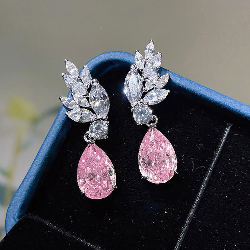 Trendy High-grade Water-drop Eardrops Plant Flowers Leaf-shaped Earrings