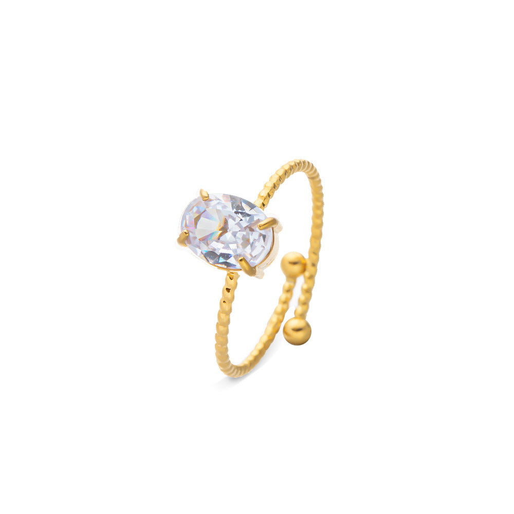 Women's Stainless Steel Zircon Niche High Sense December Birthday Stone Ring