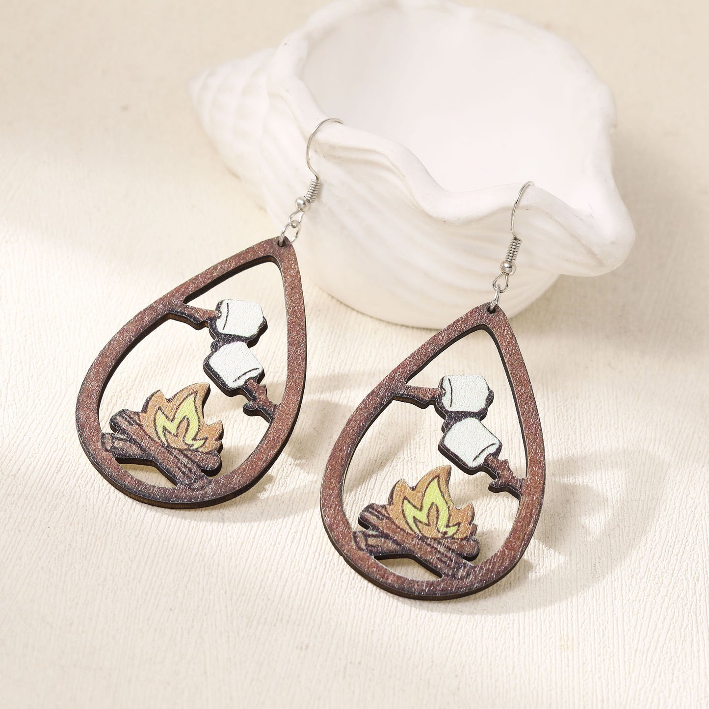 Fully Managed Environmentally Friendly Wooden Retro Personalized Rugby Style Earrings