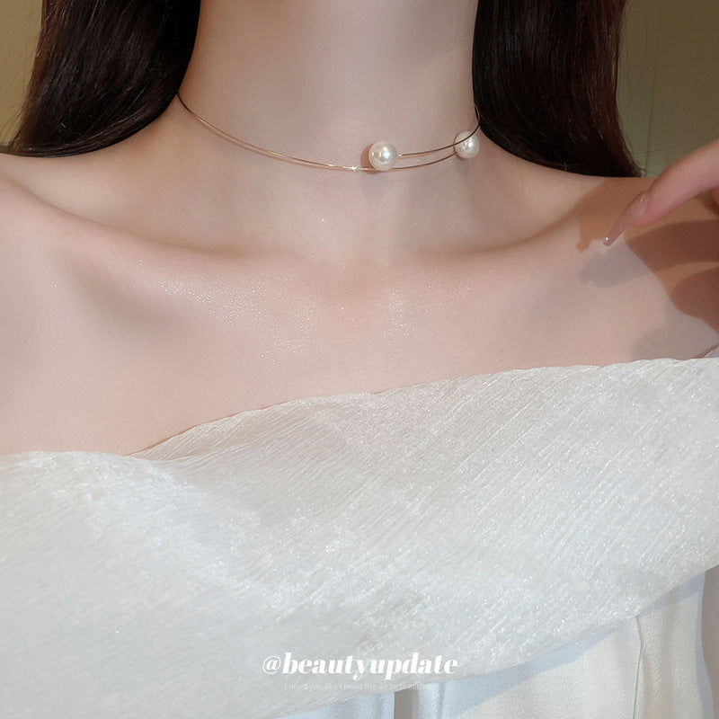 Women's Pearl Round Geometric Fashion Simple Elegant Collar