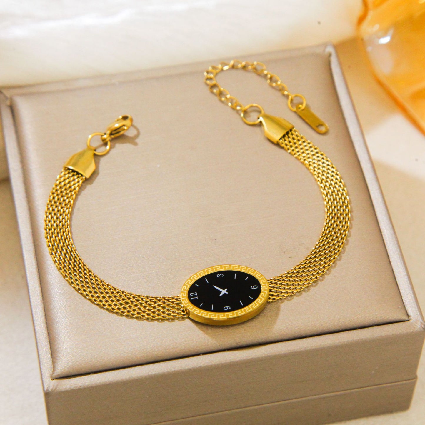 Dial Full Body Titanium Steel Real Gold Plating Light Luxury Bracelets