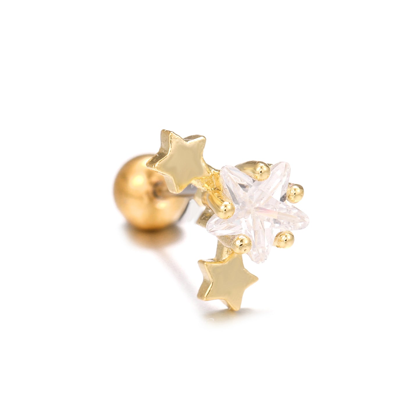 Mori Style Fresh Zircon Flower Ear Bone Stainless Steel Fine Stud Earrings