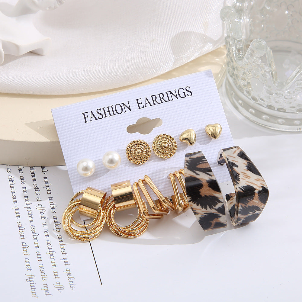 Leopard Print Shaped Suit Pairs Creative Earrings