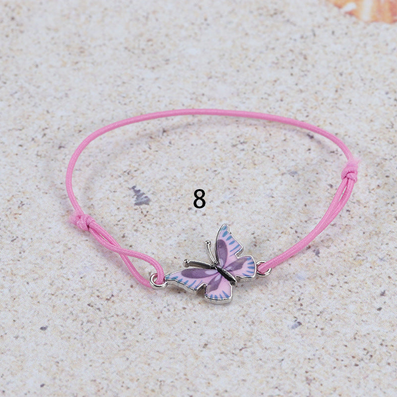 Colorful Butterfly Adjustable Filament Carrying Strap Bracelet