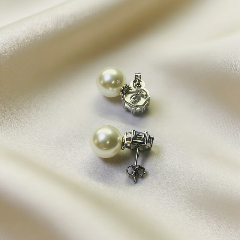 Women's Needle White Copper Light Luxury Temperament High-grade Simple Pearl Stud Earrings