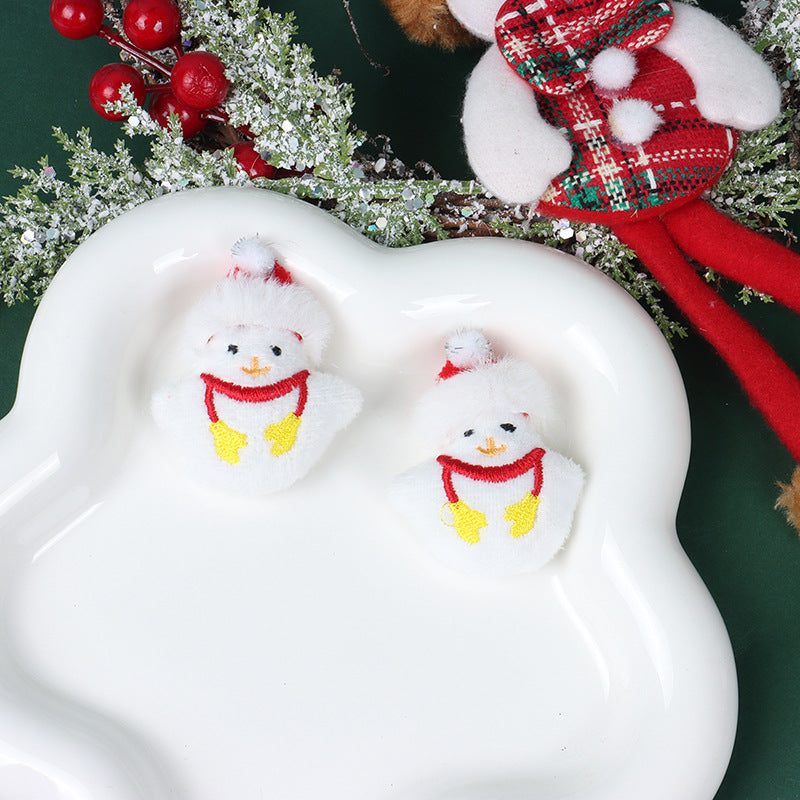 Christmas Brooch Plush Doll Santa Claus Snowman Elk Cartoon Jewelry Accessories