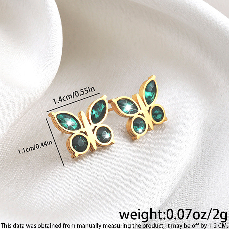 High-grade Fashionable Versatile Micro Diamond Butterfly Earrings