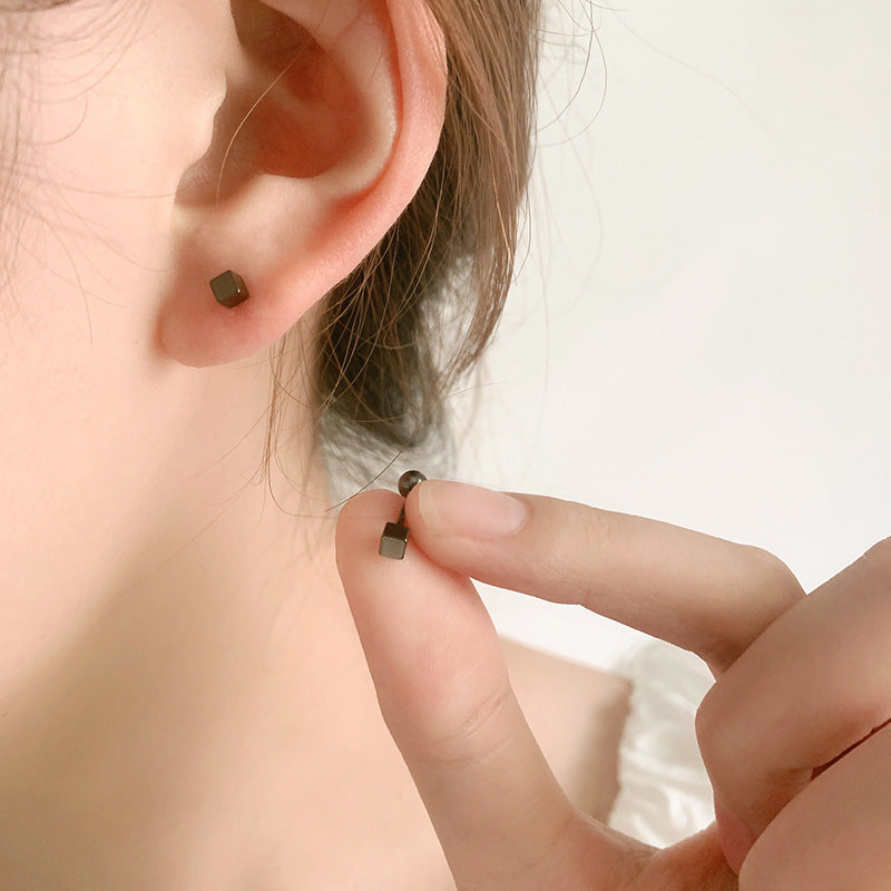 Women's Square Screw For Graceful Petite Geometric Sleeping No Need To Stud Earrings