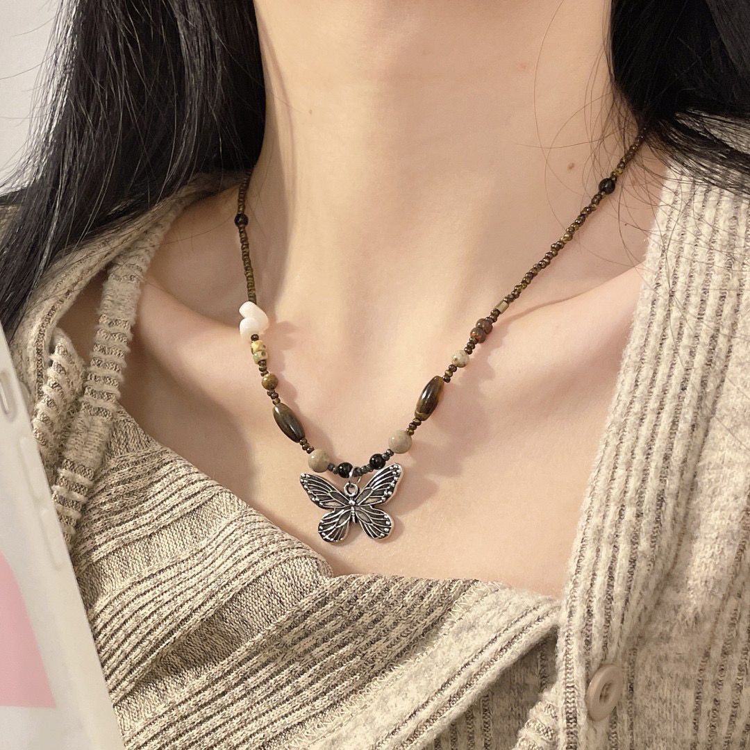 Women's Beaded Butterfly For Light Luxury Minority Design Sense Inner Zen Necklaces