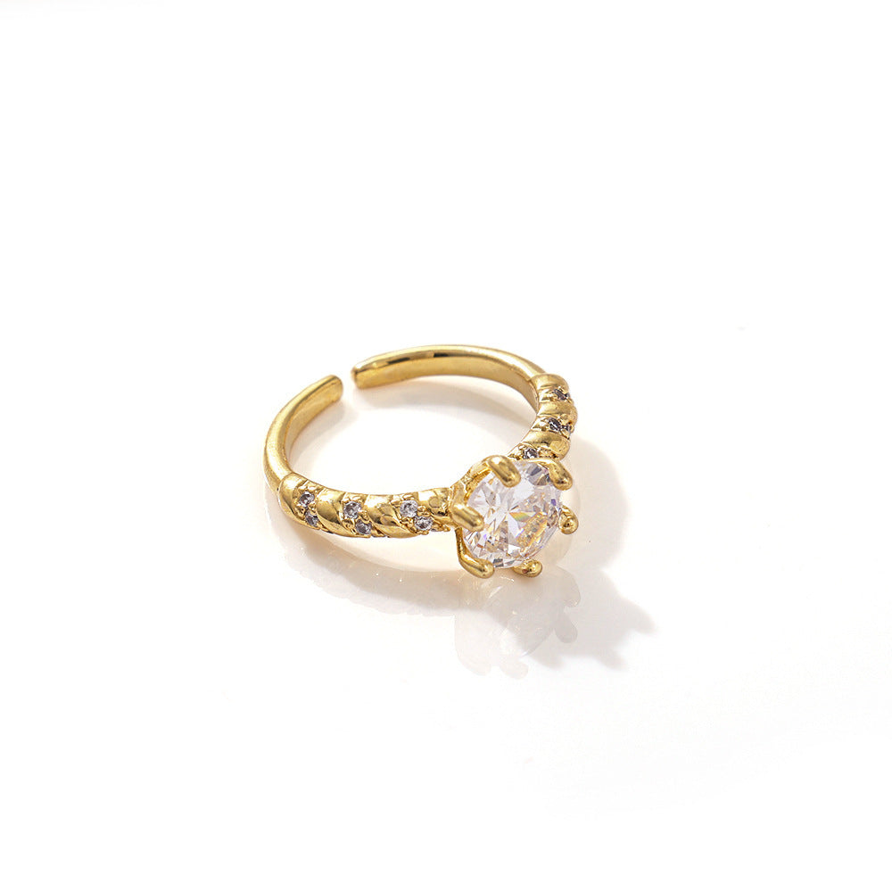 Diamond Open Light Luxury Minority Design Ring