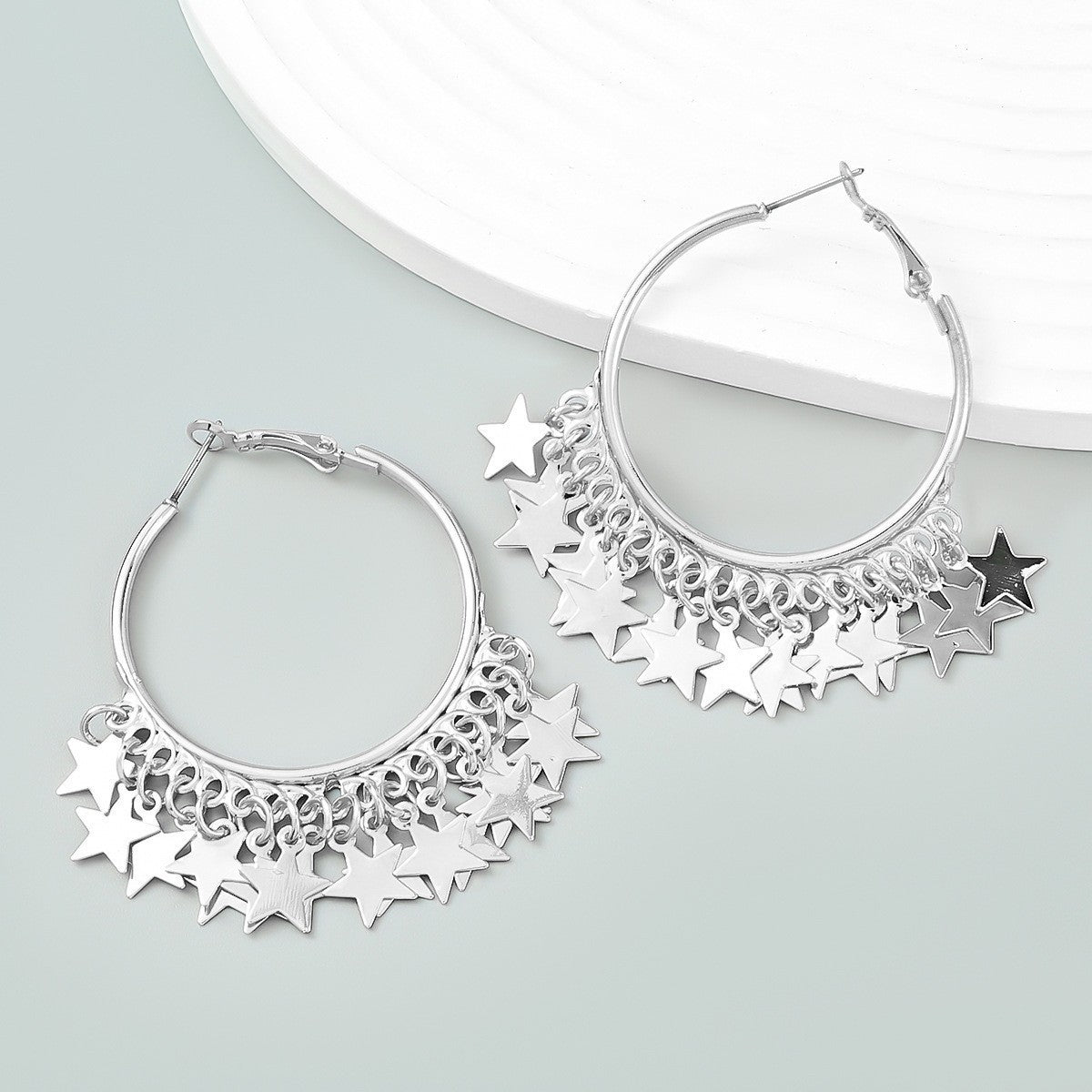 Women's Fashion Personality Five-pointed Star Style Exaggerated Series Earrings