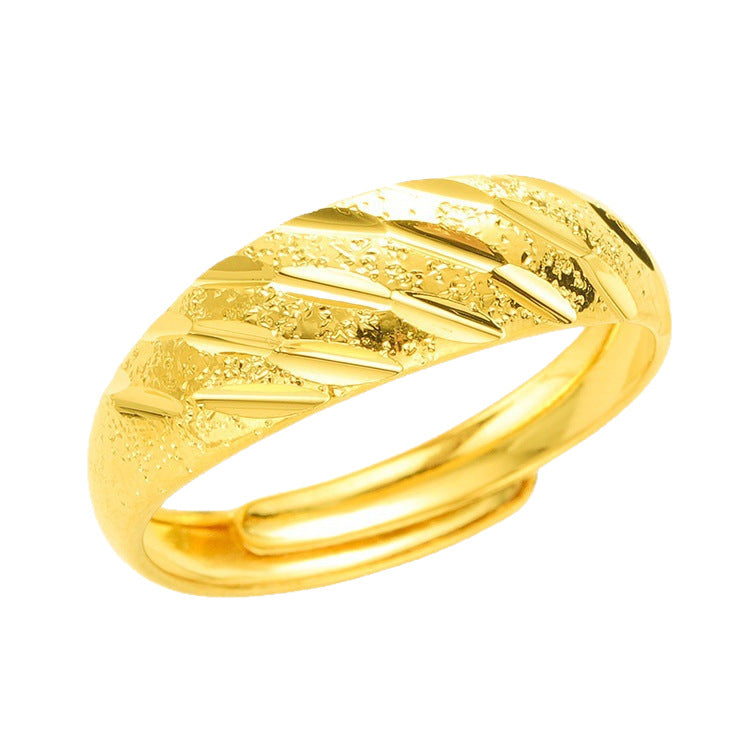 Women's & Men's Brass Gold-plated Vietnam Placer Gold Color Retaining Ring