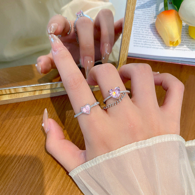 Style Pearl Zircon Butterfly Female Niche High-grade Rings