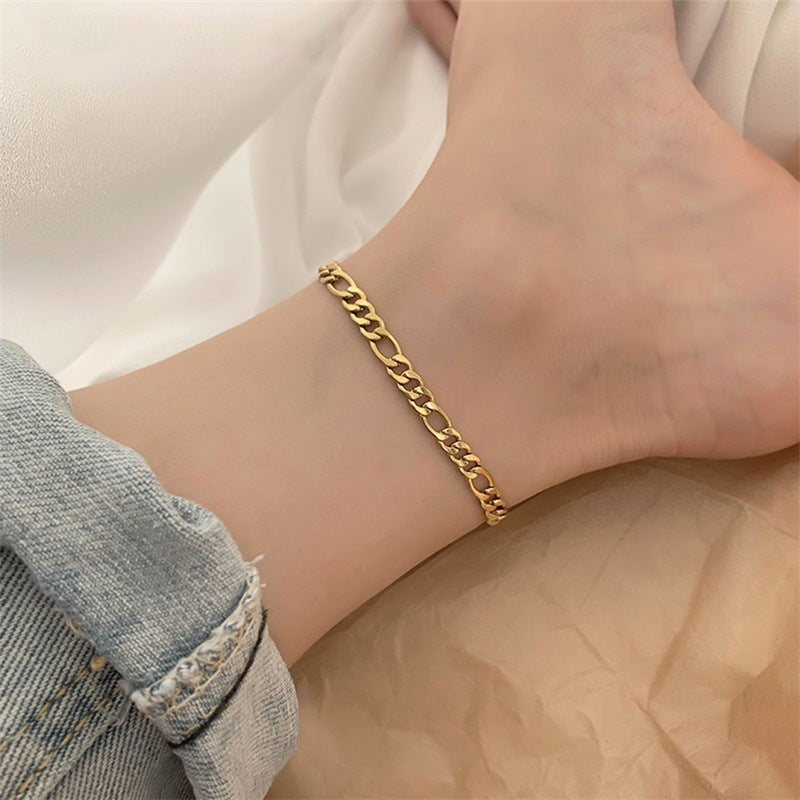 Women's & Men's Hip Hop Punk Stainless Steel Figaro Bracelet