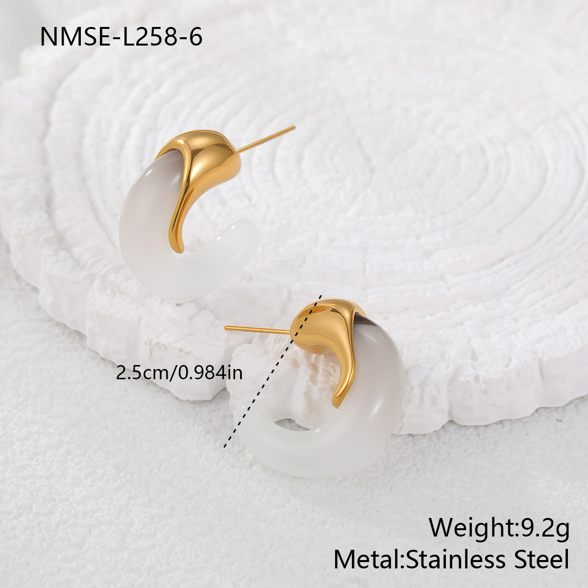 Retro Exquisite Type Resin High-grade Stainless Steel Versatile Earrings