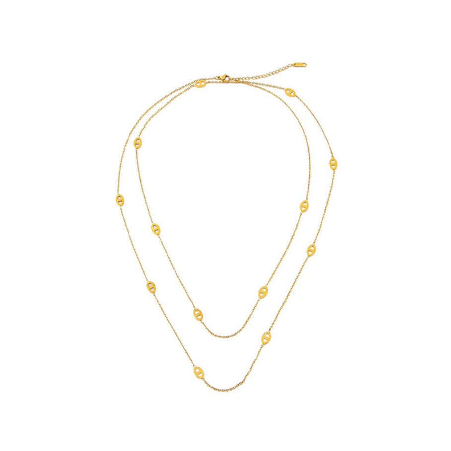 Extended Double Layer Pig Nose Twin Necklace