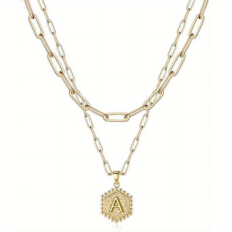 Gold Color Plated Letter Female English Necklace