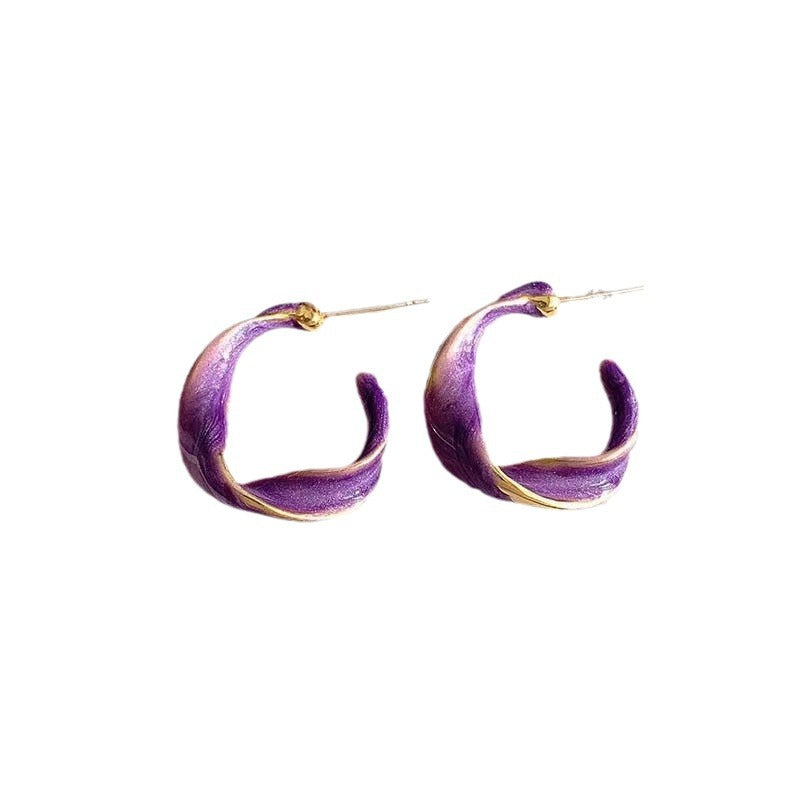 Women's Fairy Sweet Potato Purple Blue Pink High-grade Temperament Stud Earrings