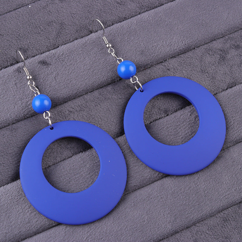 Women's Exaggerated Retro Series Big Circle Acrylic Color Earrings