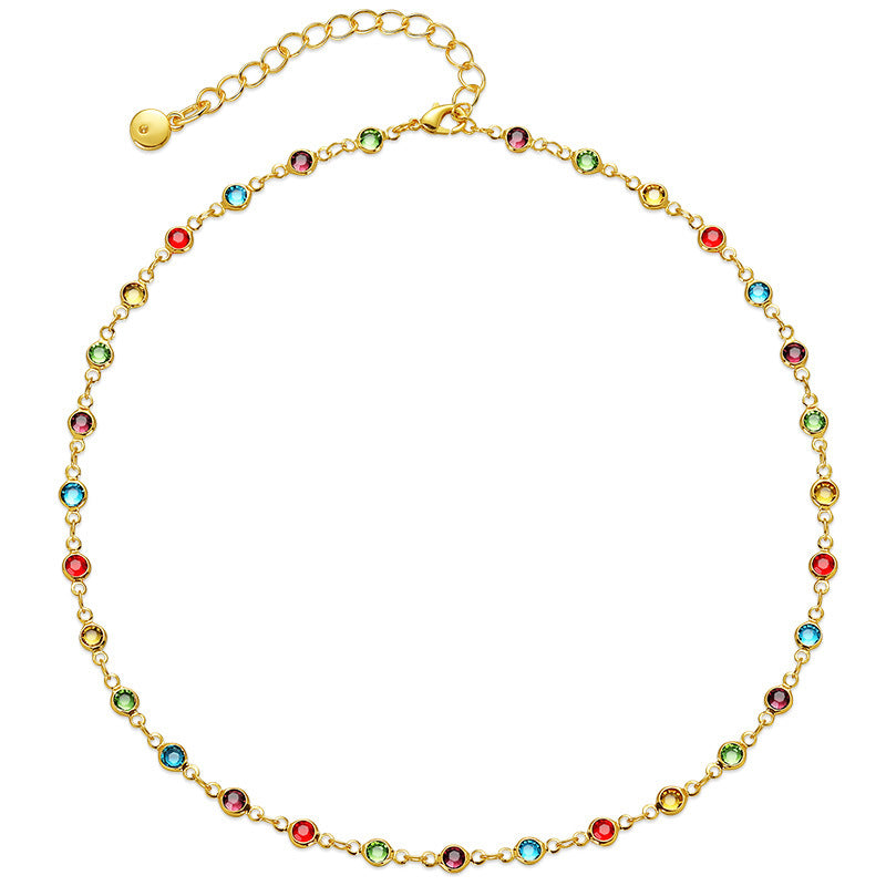 Copper Plated Real Gold Color Zircon Design Adjustable Length Ethnic Necklace