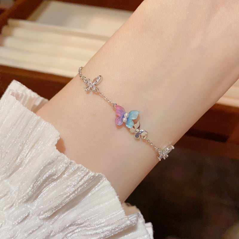 Sweet Zircon Butterfly Exquisite Light Luxury Unique Bracelet