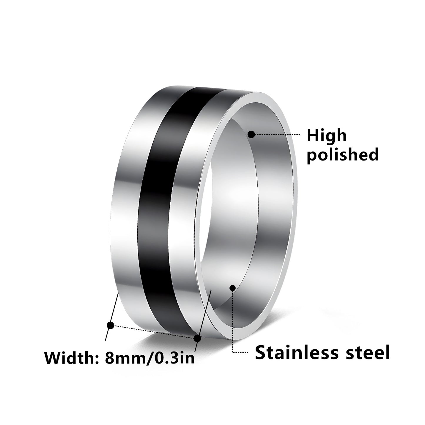 Men's Simple Fashion Stainless Steel Epoxy Small Ring