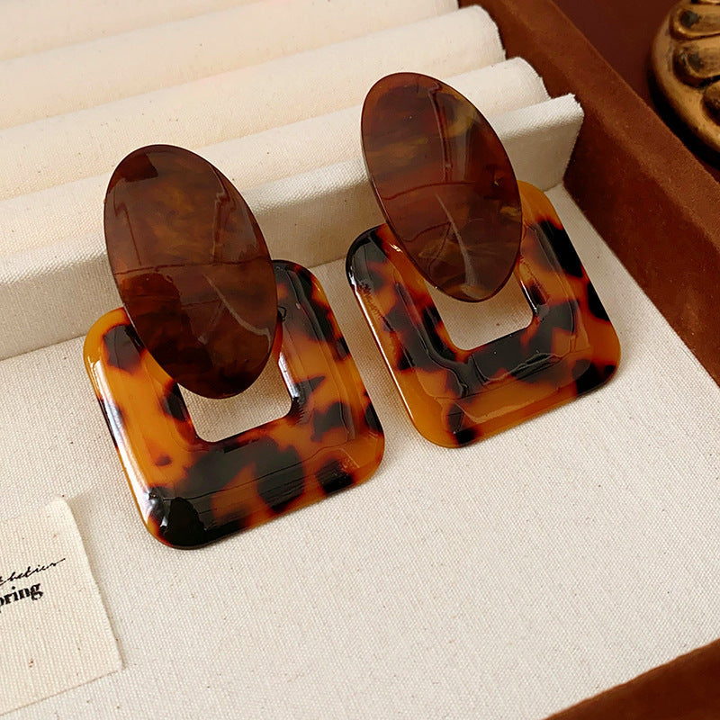 Women's Needle Geometric Irregular Resin Fashionable Retro Earrings