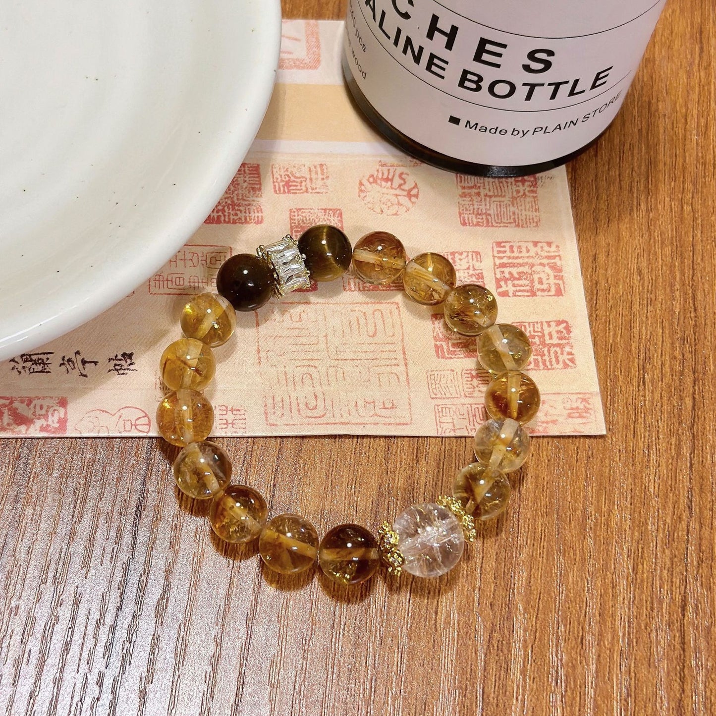 Rich Double Crystal Imitation Yellow Symbiosis Bracelets
