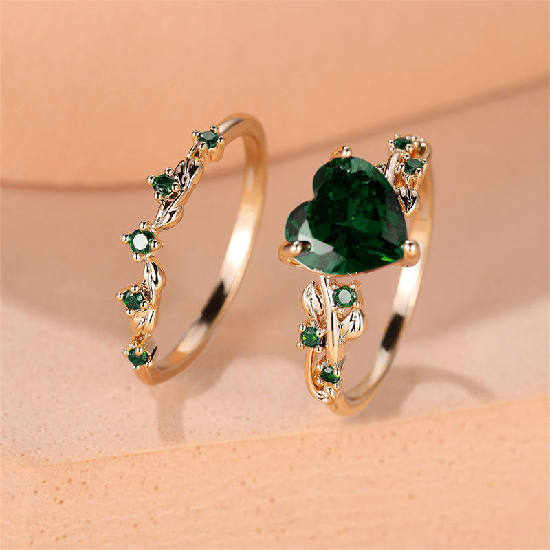 Inlaid Zircon With Diamond Heart-shaped Stylish Rings