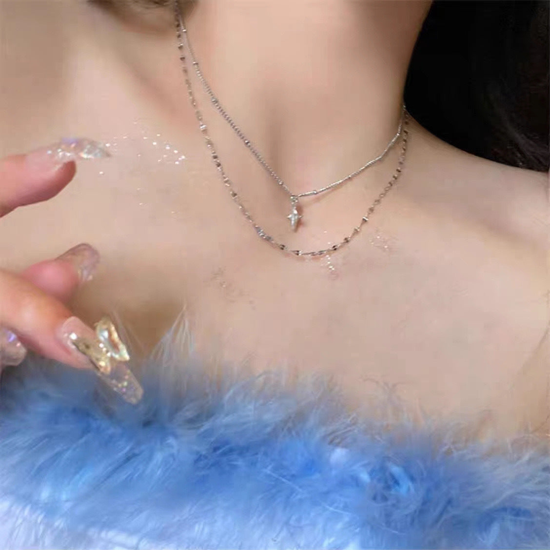 Cross Female Niche Advanced Design Clavicle Chain Versatile Twin Necklaces