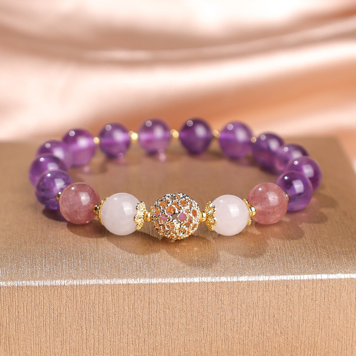 Women's Natural Amethyst Beaded For Mild Luxury Retro Bracelet