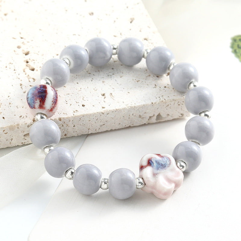 Chinese Ceramic Conch Turtle Beaded Single String Bracelets