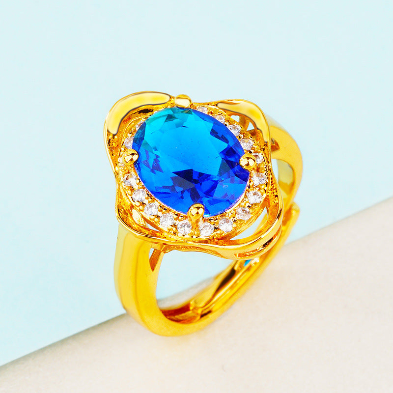 Style Vietnam Placer Gold Open Female Chinese Retro National Trend Rings