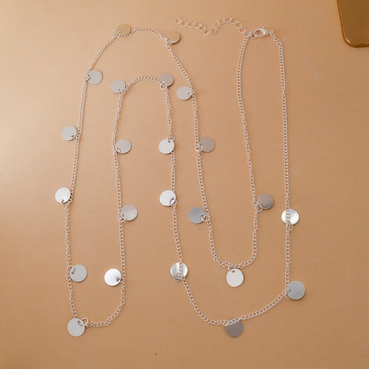 Unique Geometric Sequin Simple Long Sweater Necklaces