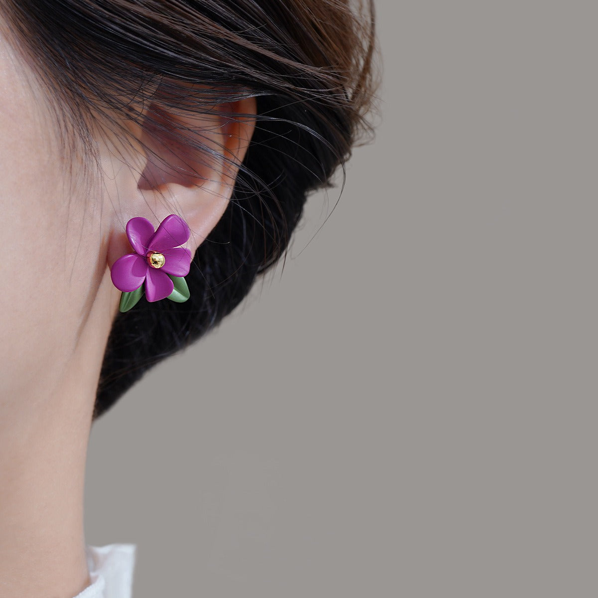 Yellow Unique Design Flower High-grade Retro French Niche Temperament Earrings