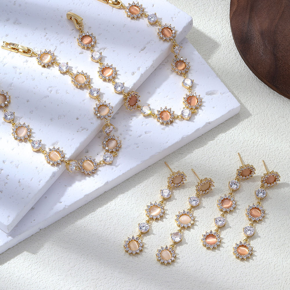 Sunflower Full Diamond Light Luxury Minority Design Jewelry Set