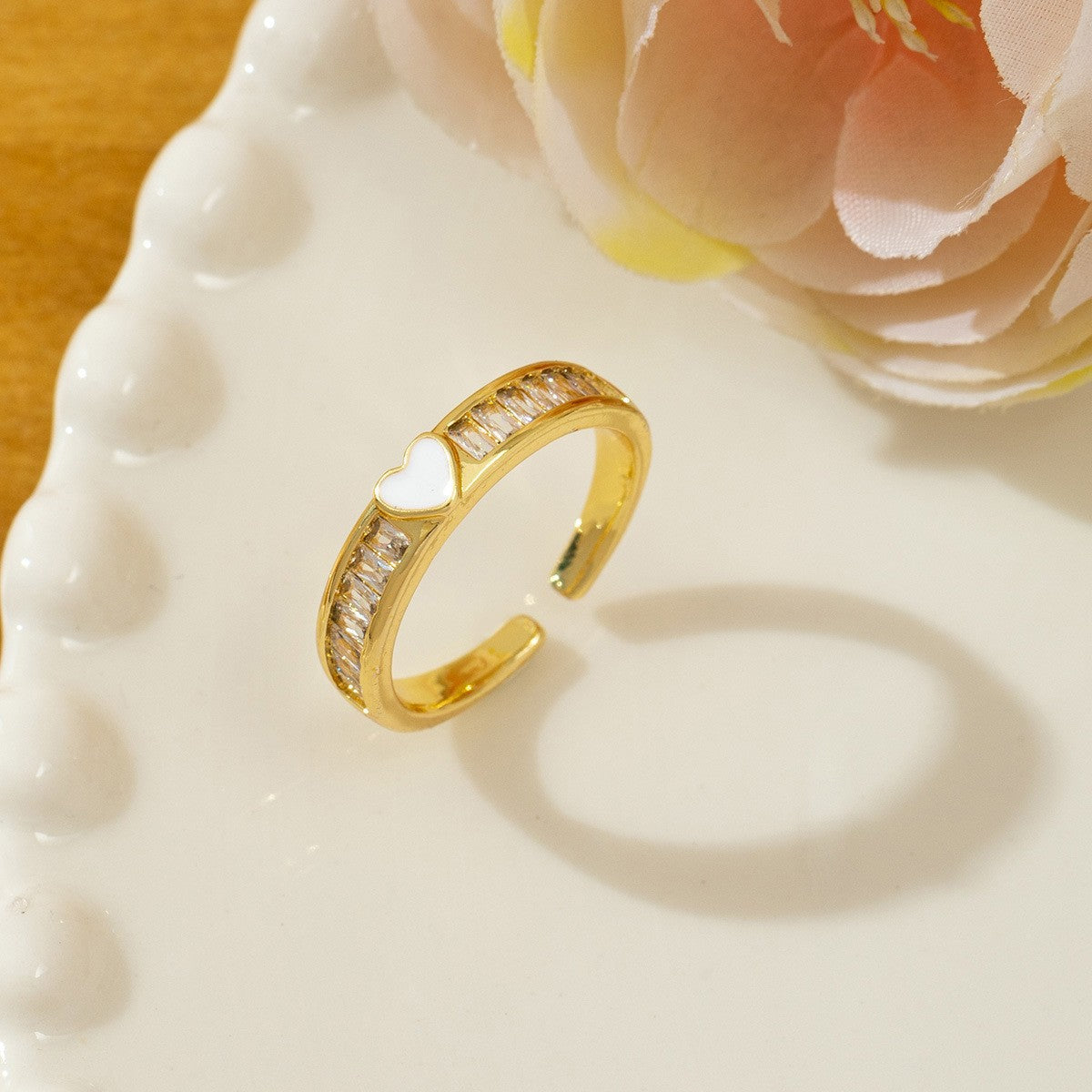Temperament High Sense Loving Heart With Opening Adjustable Super Flash Ring