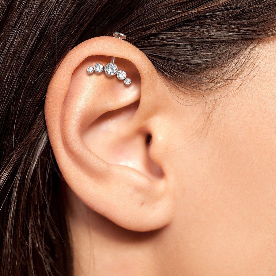 Titanium Alloy Zircon Ear Bone Internal Thread Implant Grade Piercing Stud Earrings