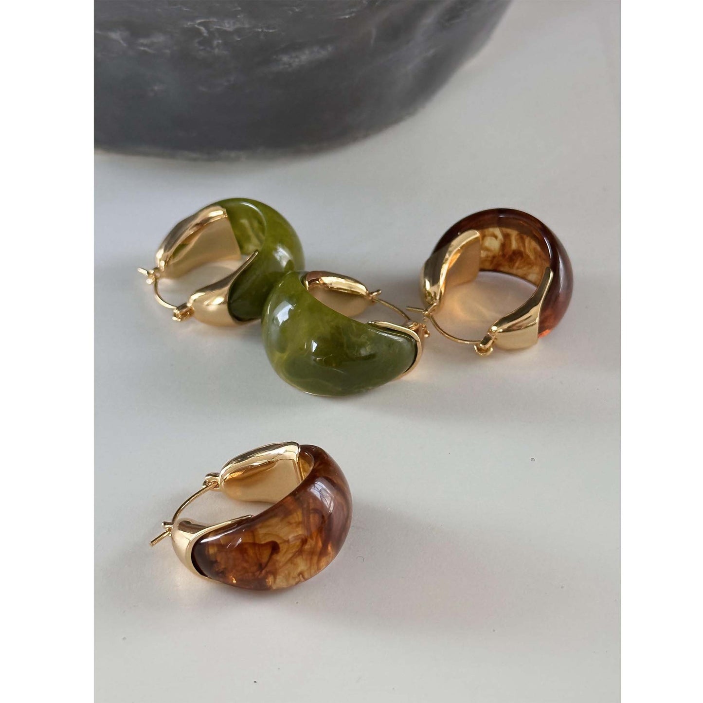 Retro Romantic Early Autumn Ear Clip Resin Simple Rings
