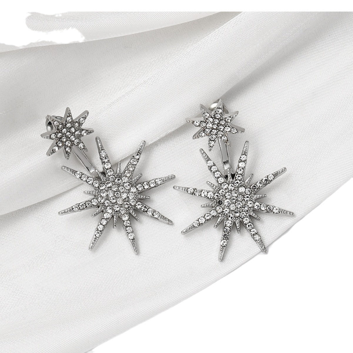 Fashion Snowflake Modelling Full Diamond Rear Hanging Earrings