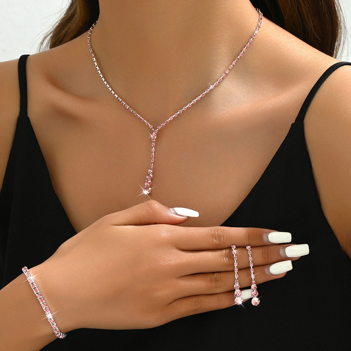 Simple Popular Ear Single Row Stretch Jewelry Set